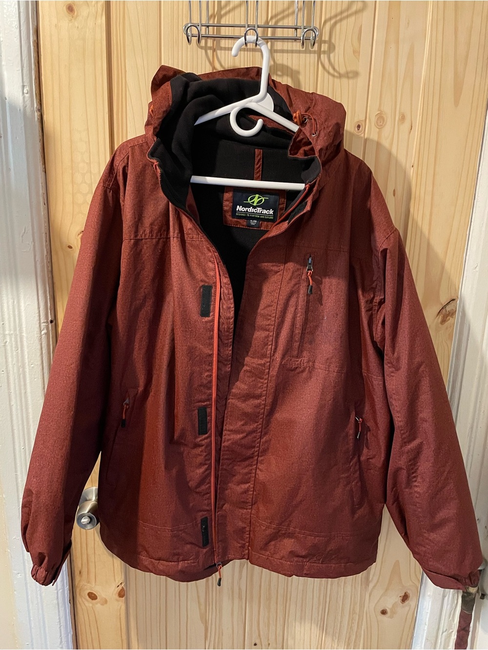NordicTrack Men's Hooded Rust Red Raincoat
